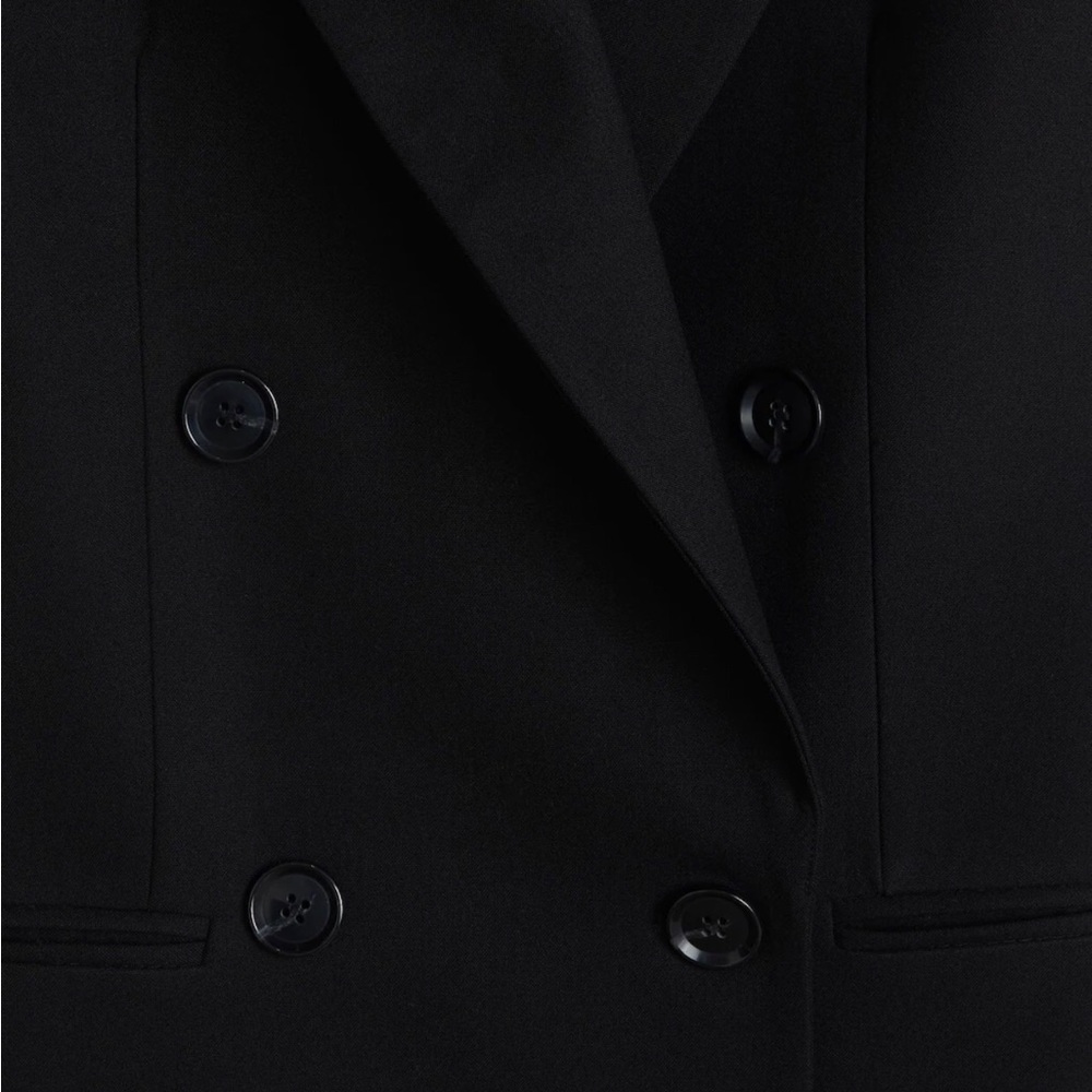 Black Tailored Double-Breasted Structured Suit Bl… - image 4